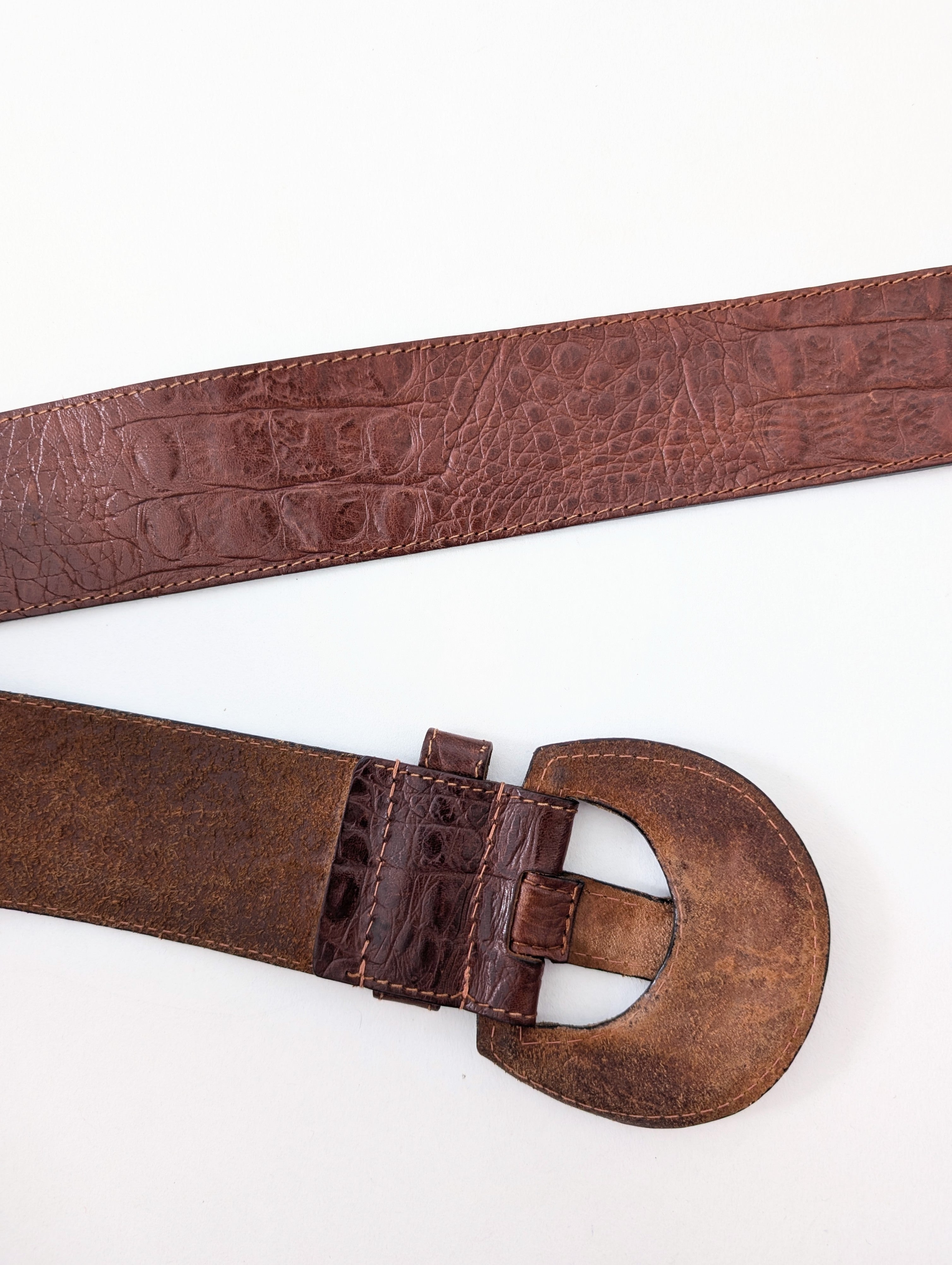 Ledergürtel 80s Statement Dunkelbraun (85-105)
