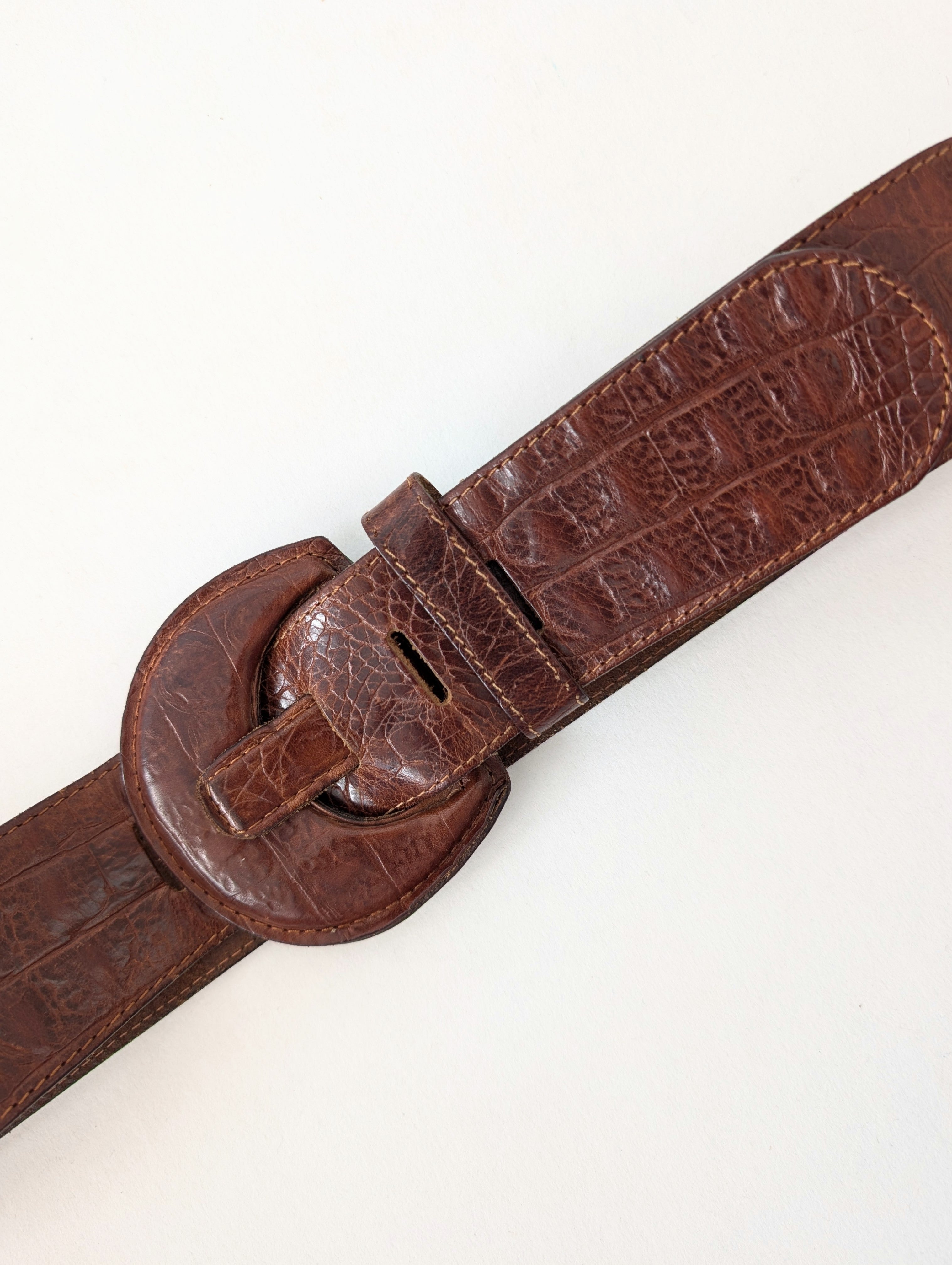 Ledergürtel 80s Statement Dunkelbraun (85-105)