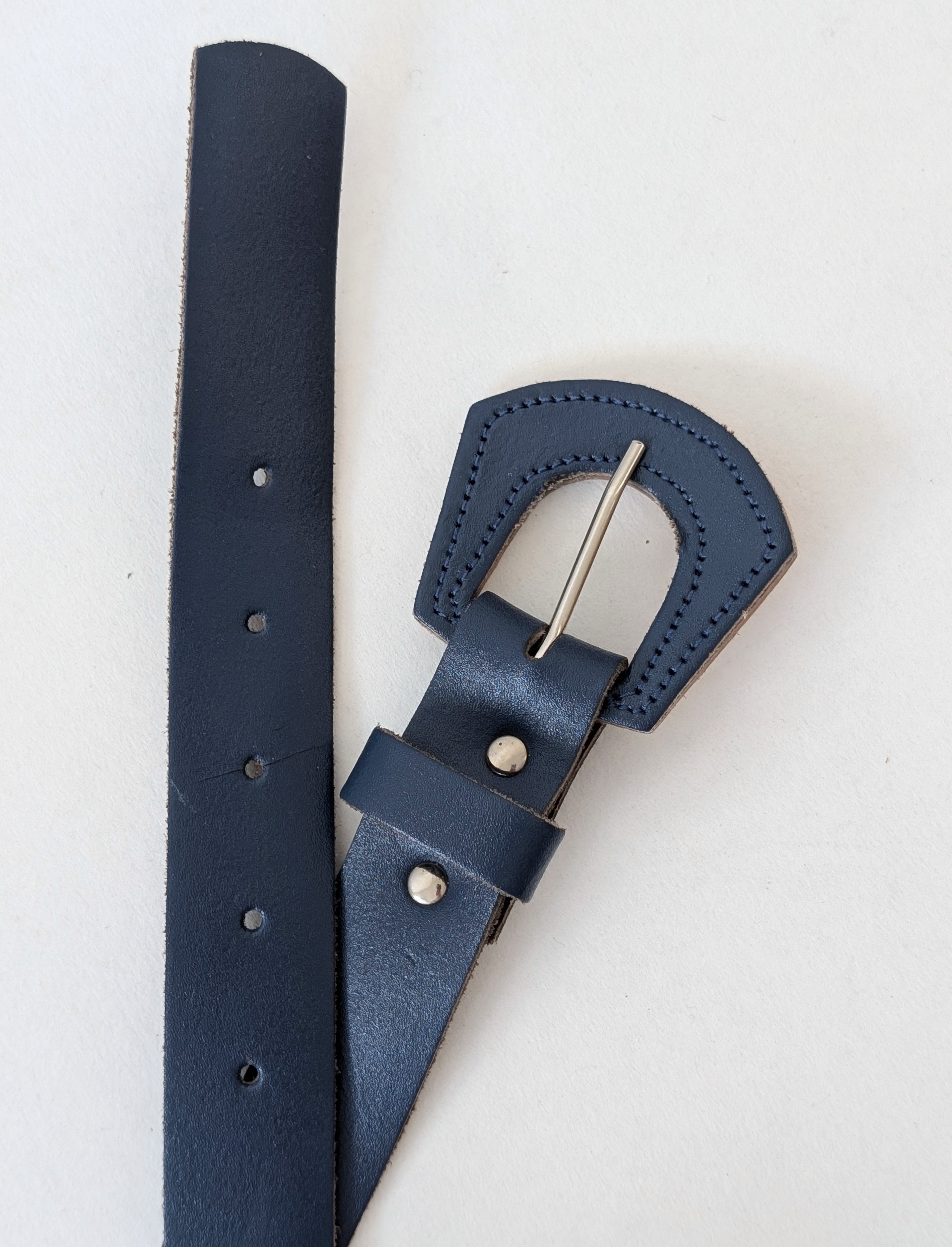 Taillengürtel Leder 80s Denim Blau (75-90)