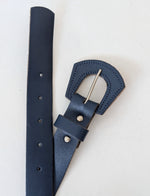 Lade das Bild in den Galerie-Viewer, Taillengürtel Leder 80s Denim Blau (75-90)
