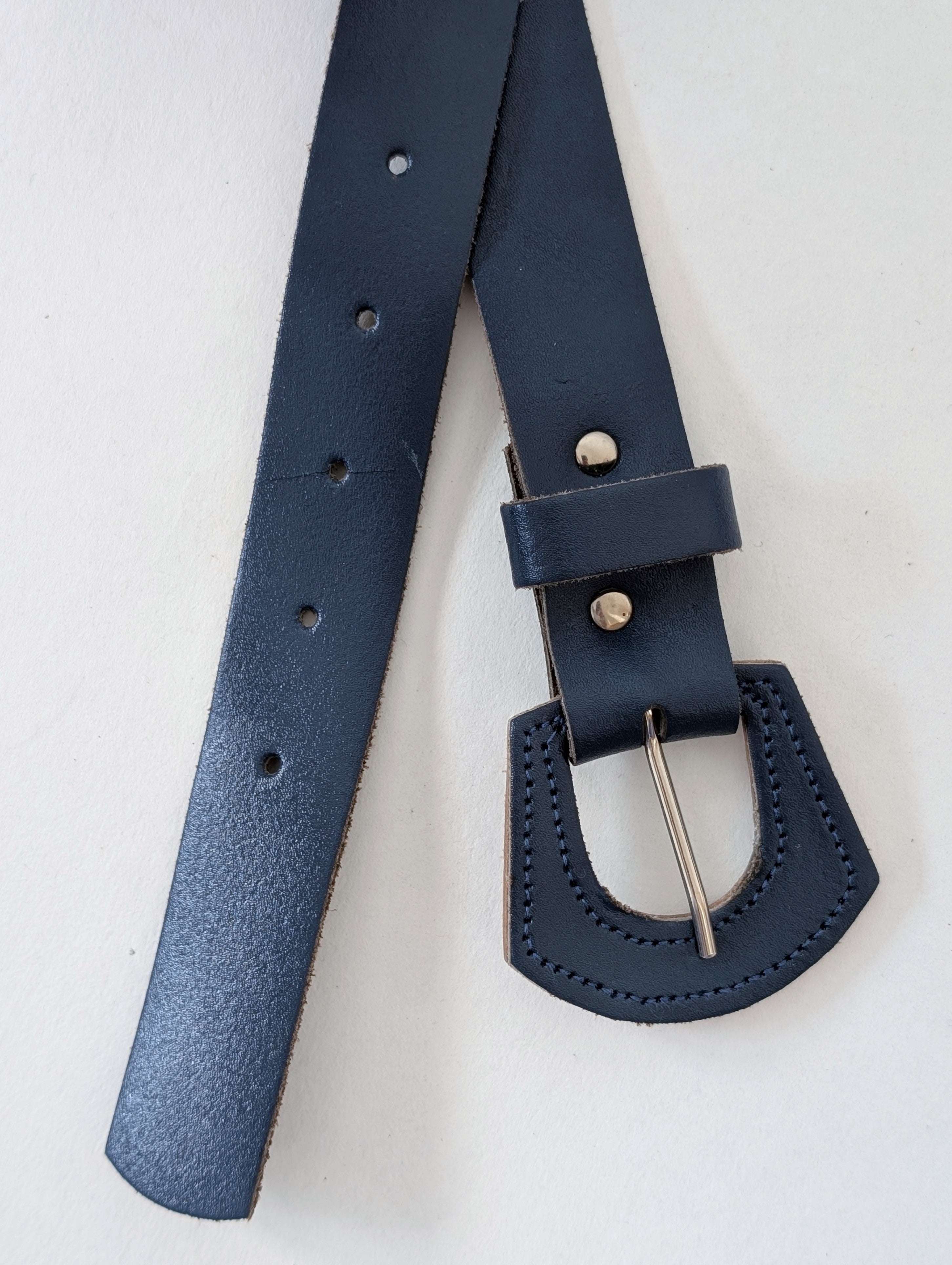 Taillengürtel Leder 80s Denim Blau (75-90)