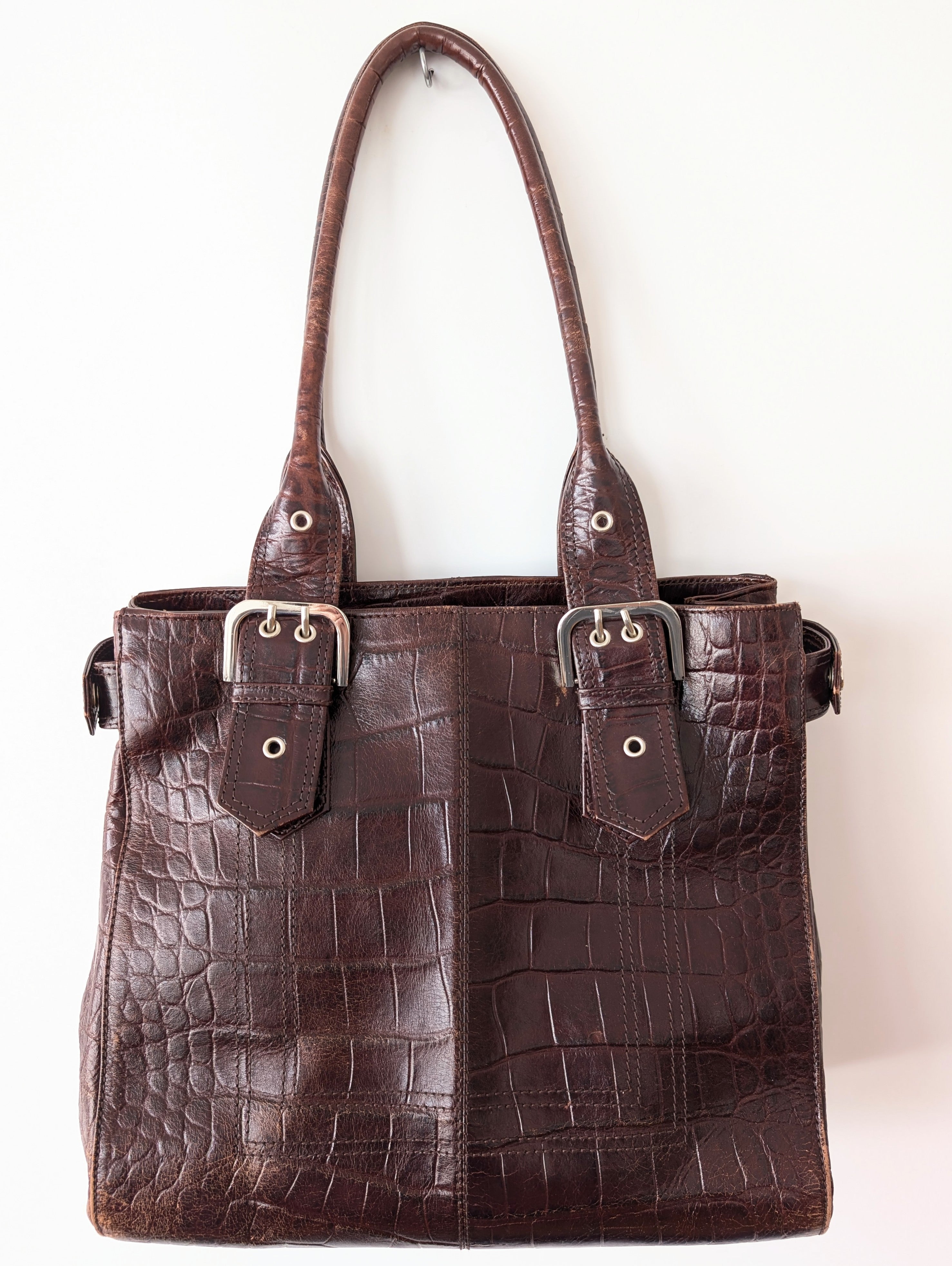 Ledertasche Shopper 90s Kroko Grunge
