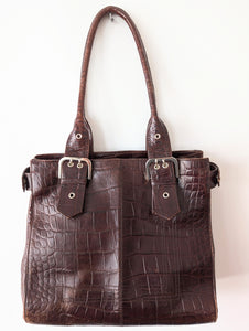 Ledertasche Shopper 90s Kroko Grunge
