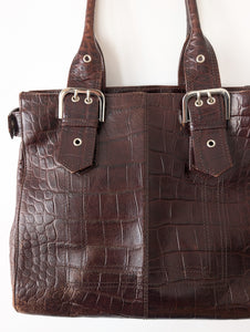 Ledertasche Shopper 90s Kroko Grunge