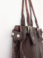 Lade das Bild in den Galerie-Viewer, Ledertasche Shopper 90s Kroko Grunge
