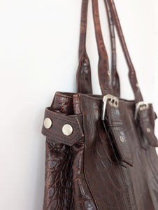 Ledertasche Shopper 90s Kroko Grunge