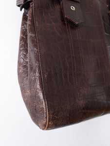 Ledertasche Shopper 90s Kroko Grunge