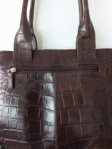 Ledertasche Shopper 90s Kroko Grunge