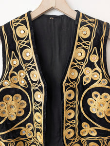 RARE 70s Samt Weste Pakistan Bohemian (M)