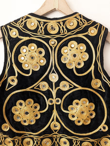 RARE 70s Samt Weste Pakistan Bohemian (M)