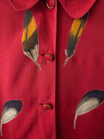 Lade das Bild in den Galerie-Viewer, *Kupferseide* Bluse 80s Feder Print (XL)
