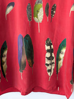 Lade das Bild in den Galerie-Viewer, *Kupferseide* Bluse 80s Feder Print (XL)
