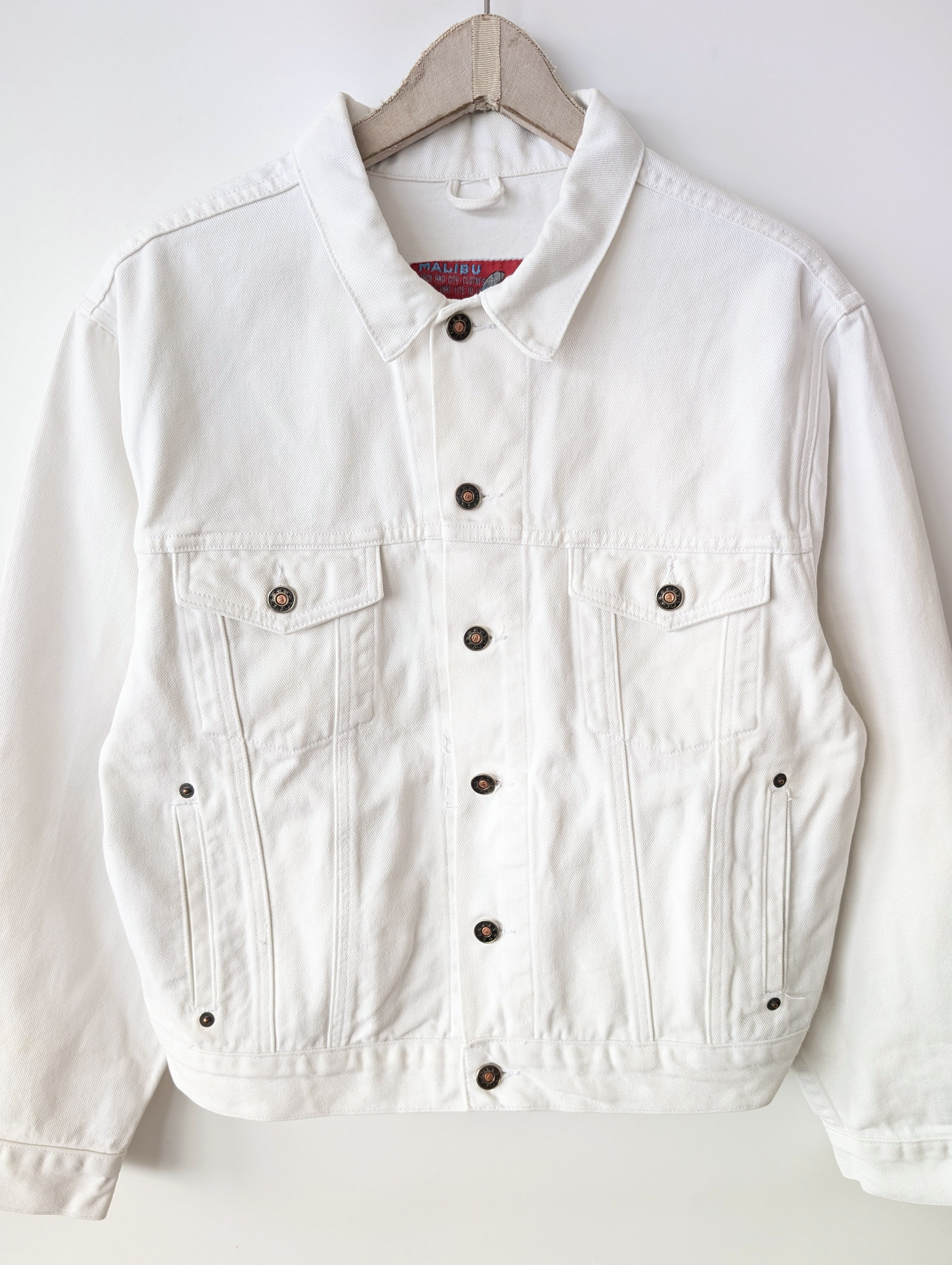 Jeansjacke 80s Blouson Weiß Denim (M-L)