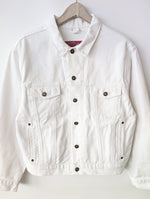 Lade das Bild in den Galerie-Viewer, Jeansjacke 80s Blouson Weiß Denim (M-L)
