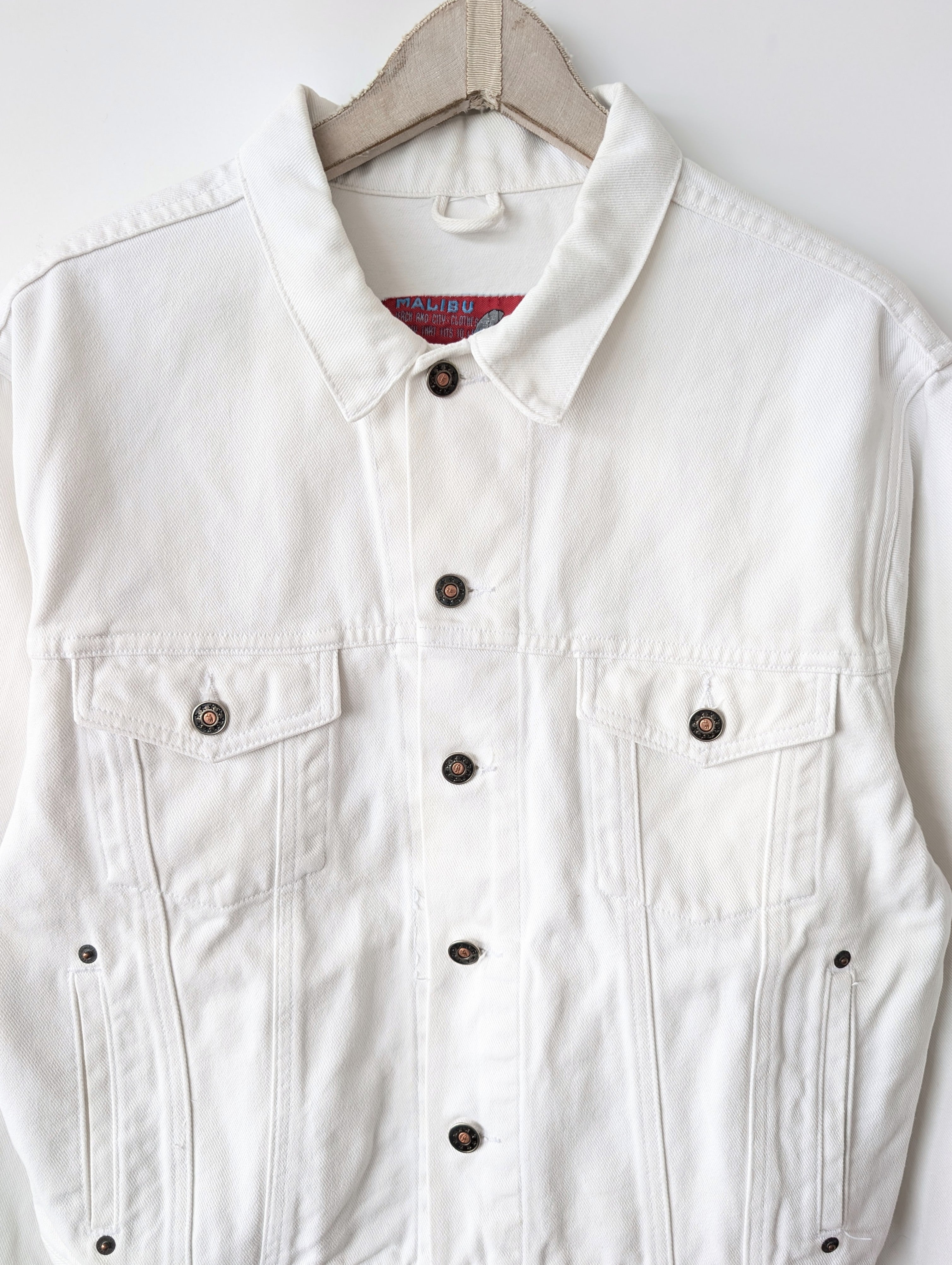 Jeansjacke 80s Blouson Weiß Denim (M-L)