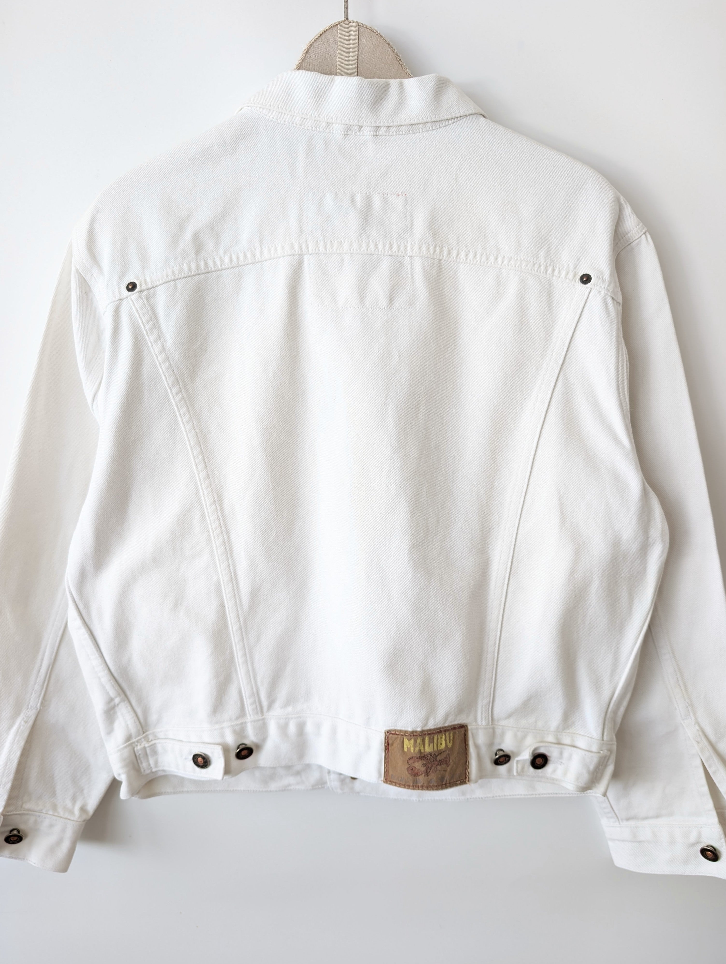 Jeansjacke 80s Blouson Weiß Denim (M-L)