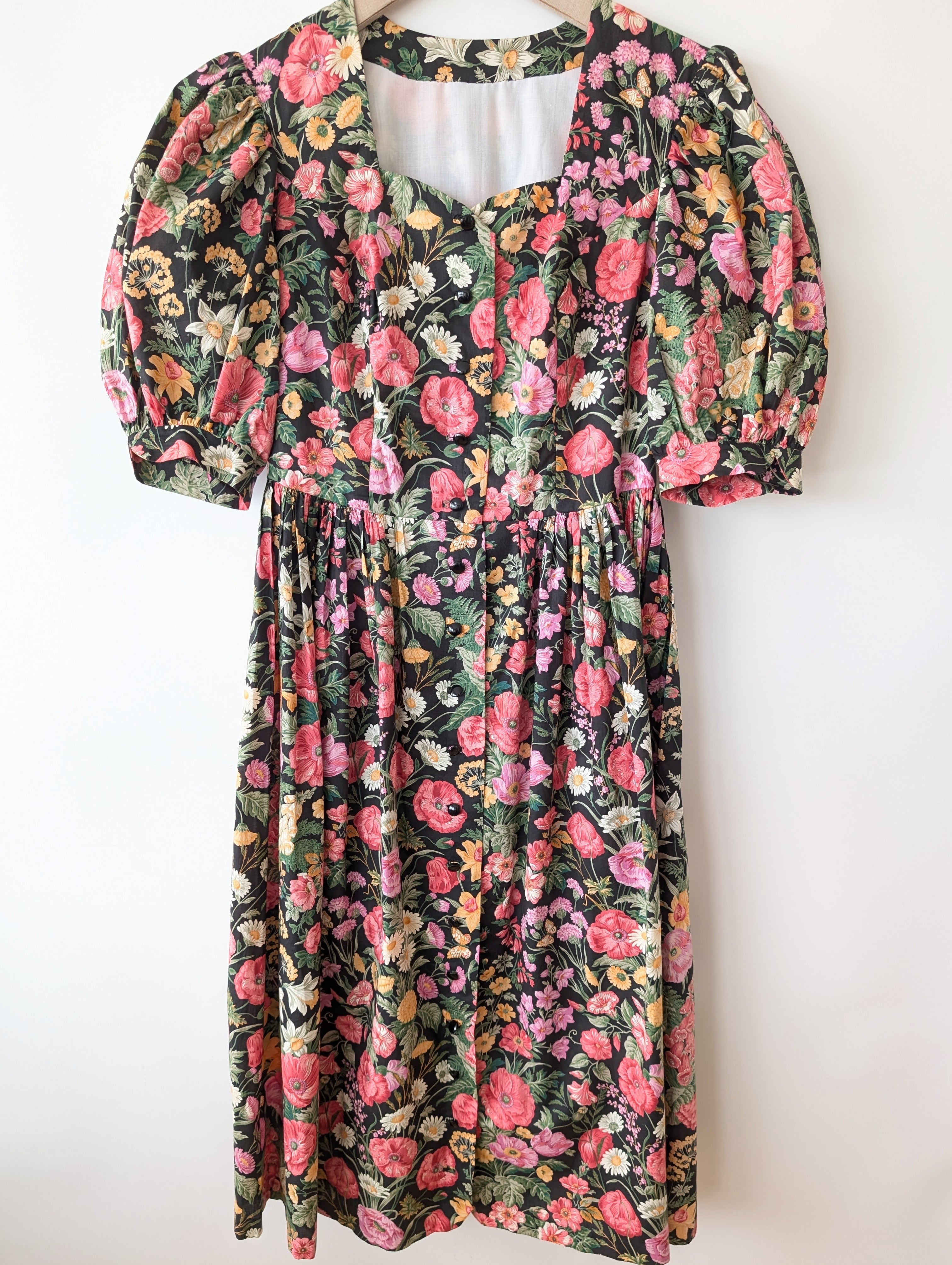 RARE Kleid Dirndl Folklore 80s Wildblumen (M-L)