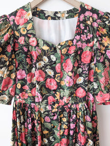 RARE Kleid Dirndl Folklore 80s Wildblumen (M-L)