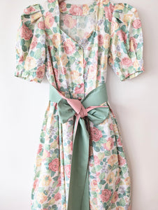 RARE Kleid Dirndl Folklore 80s Romantic Rose (M-L)