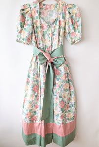 RARE Kleid Dirndl Folklore 80s Romantic Rose (M-L)