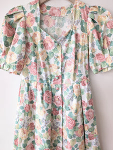 RARE Kleid Dirndl Folklore 80s Romantic Rose (M-L)