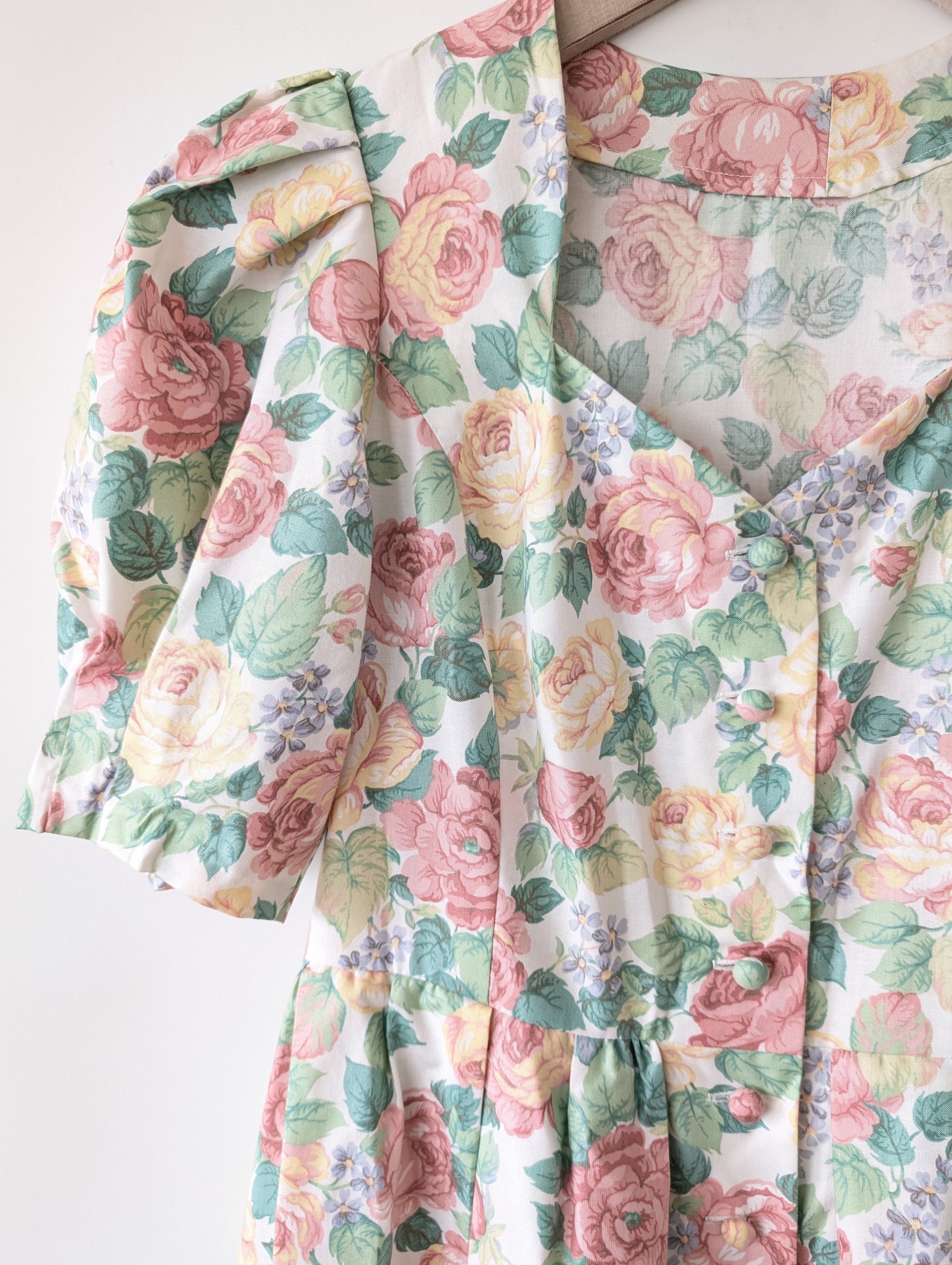 RARE Kleid Dirndl Folklore 80s Romantic Rose (M-L)