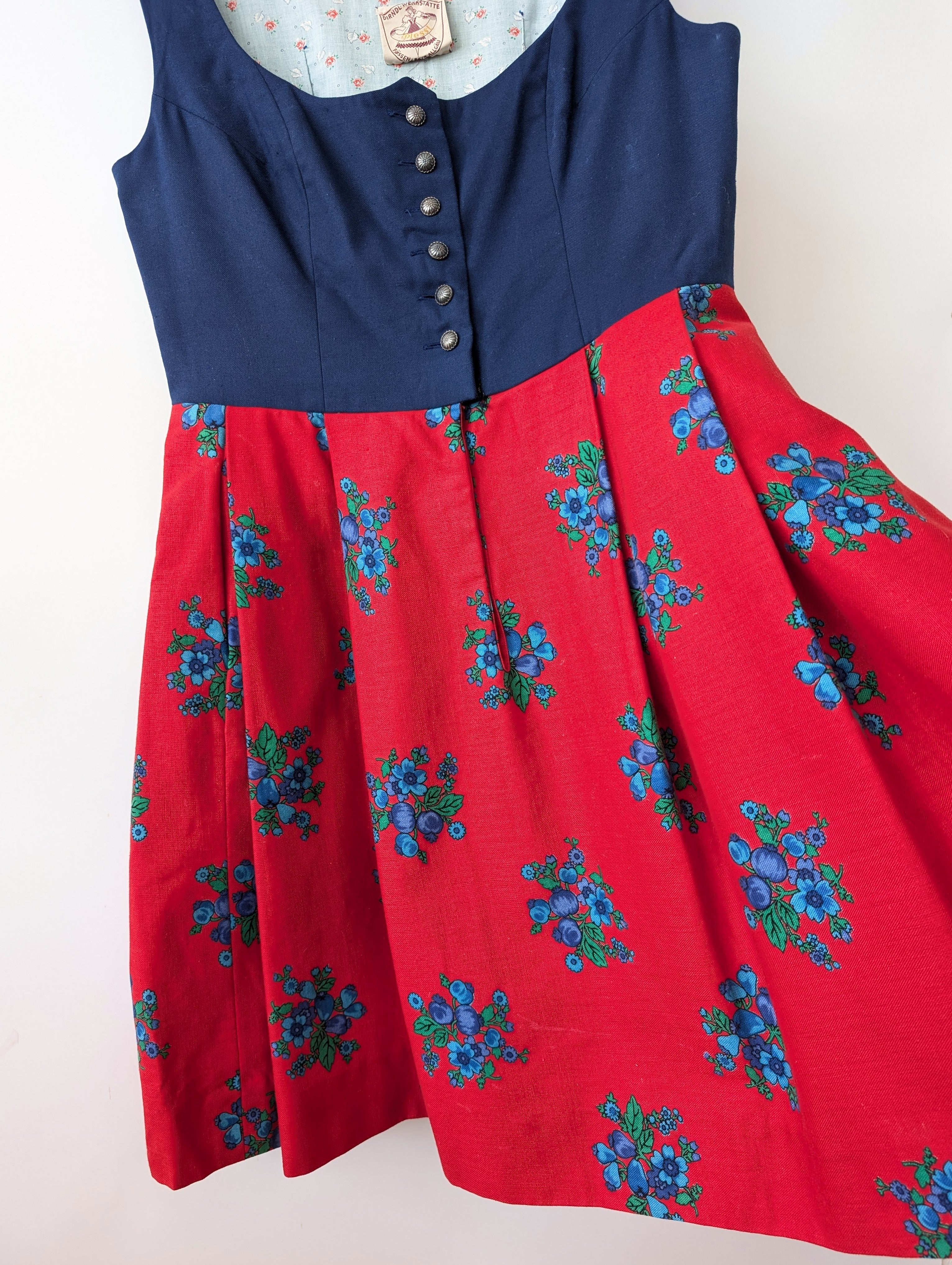 Dirndl Folklore Kleid Allgäu Blumen Print (L-XL)