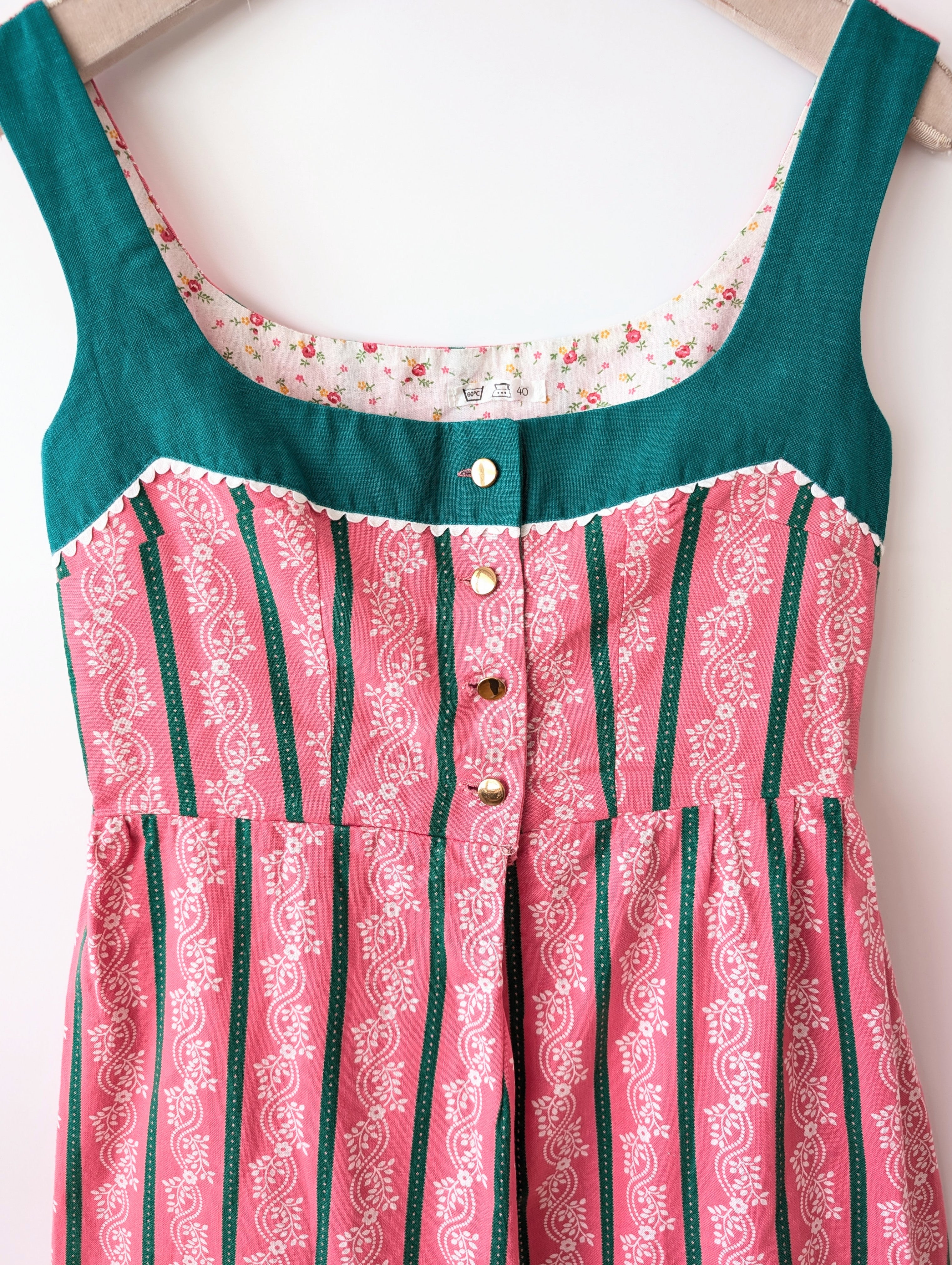 Dirndl Folklore Kleid Blumen Pink Grün (M-L)