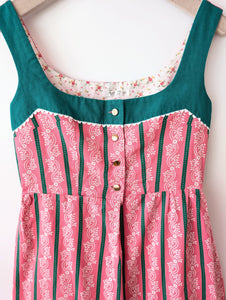 Dirndl Folklore Kleid Blumen Pink Grün (M-L)