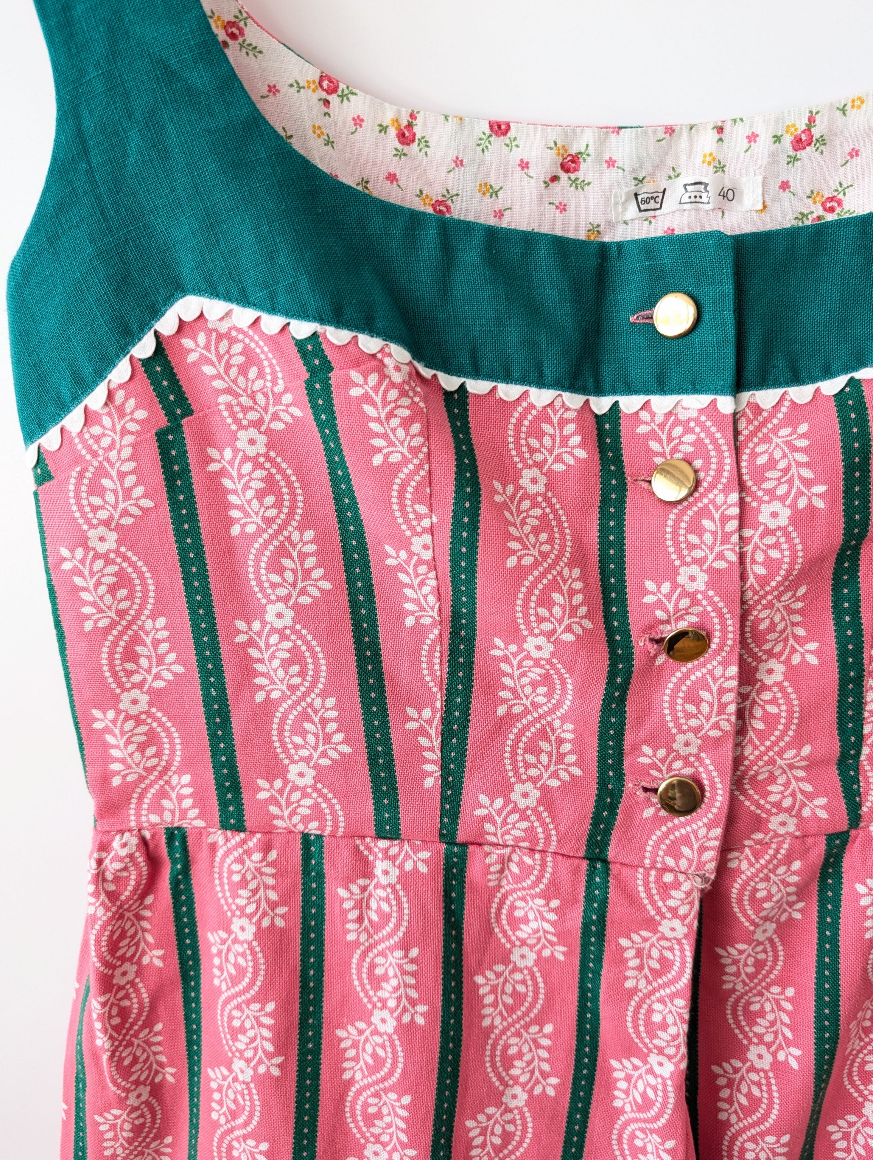 Dirndl Folklore Kleid Blumen Pink Grün (M-L)
