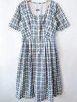 Lade das Bild in den Galerie-Viewer, Kleid Dirndl Folklore Karo Gingham Blau (M-L)
