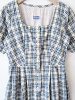Lade das Bild in den Galerie-Viewer, Kleid Dirndl Folklore Karo Gingham Blau (M-L)
