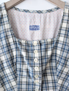 Kleid Dirndl Folklore Karo Gingham Blau (M-L)