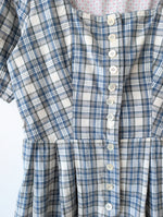 Lade das Bild in den Galerie-Viewer, Kleid Dirndl Folklore Karo Gingham Blau (M-L)
