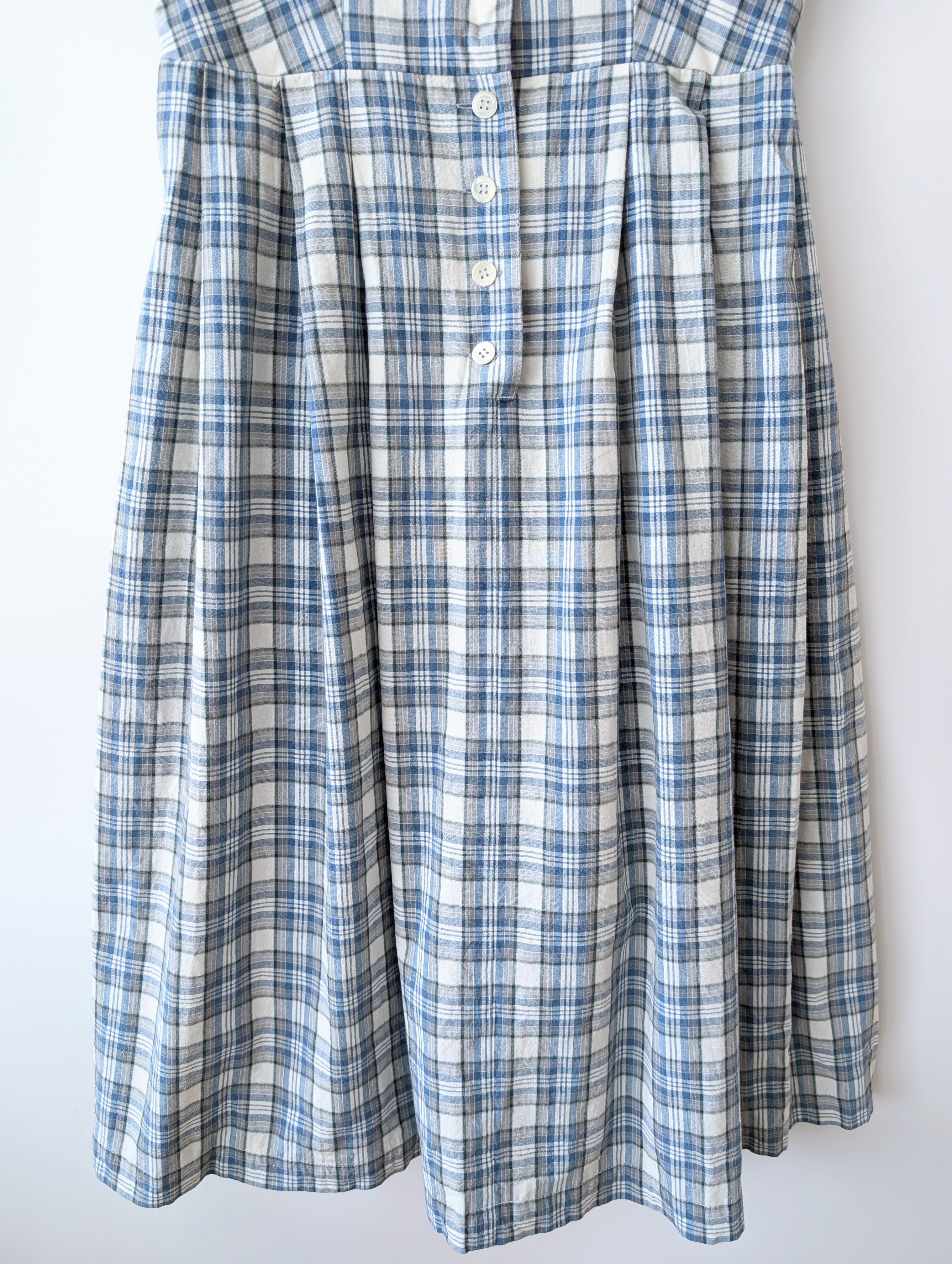 Kleid Dirndl Folklore Karo Gingham Blau (M-L)
