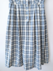 Kleid Dirndl Folklore Karo Gingham Blau (M-L)