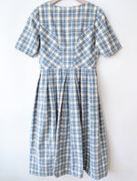 Lade das Bild in den Galerie-Viewer, Kleid Dirndl Folklore Karo Gingham Blau (M-L)
