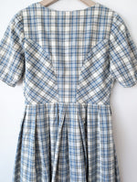 Lade das Bild in den Galerie-Viewer, Kleid Dirndl Folklore Karo Gingham Blau (M-L)
