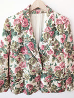 Lade das Bild in den Galerie-Viewer, *Leinen* Blazer Folklore Rosen Print Handmade (L)
