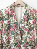 Lade das Bild in den Galerie-Viewer, *Leinen* Blazer Folklore Rosen Print Handmade (L)
