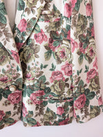 Lade das Bild in den Galerie-Viewer, *Leinen* Blazer Folklore Rosen Print Handmade (L)
