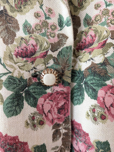 *Leinen* Blazer Folklore Rosen Print Handmade (L)