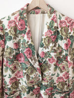 Lade das Bild in den Galerie-Viewer, *Leinen* Blazer Folklore Rosen Print Handmade (L)
