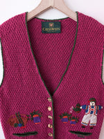 Lade das Bild in den Galerie-Viewer, *Giesswein* Weste Pink Folklore Stick Wolle (M-L)

