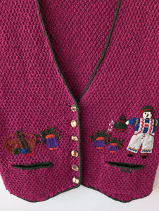*Giesswein* Weste Pink Folklore Stick Wolle (M-L)