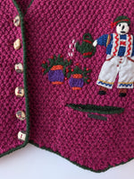 Lade das Bild in den Galerie-Viewer, *Giesswein* Weste Pink Folklore Stick Wolle (M-L)

