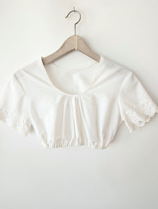 Dirndl Bluse 80s Lochspitze Kurzarm (S-M)