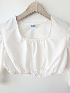 Dirndl Bluse 80s Rüschen Lochspitze (S-M)