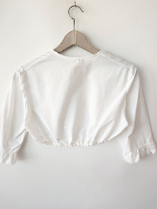 Dirndl Bluse 80s Rüschen Lochspitze (S-M)