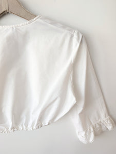 Dirndl Bluse 80s Rüschen Lochspitze (S-M)